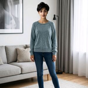 Mossimo Supply Co. Heathered Blue Scoop Neck Women's Top